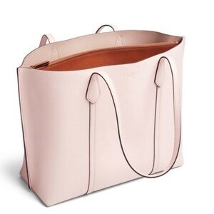 Tory Birch Leather Tote with Laptop Pocket, Pale Pink, New with Tags & Dust Bag